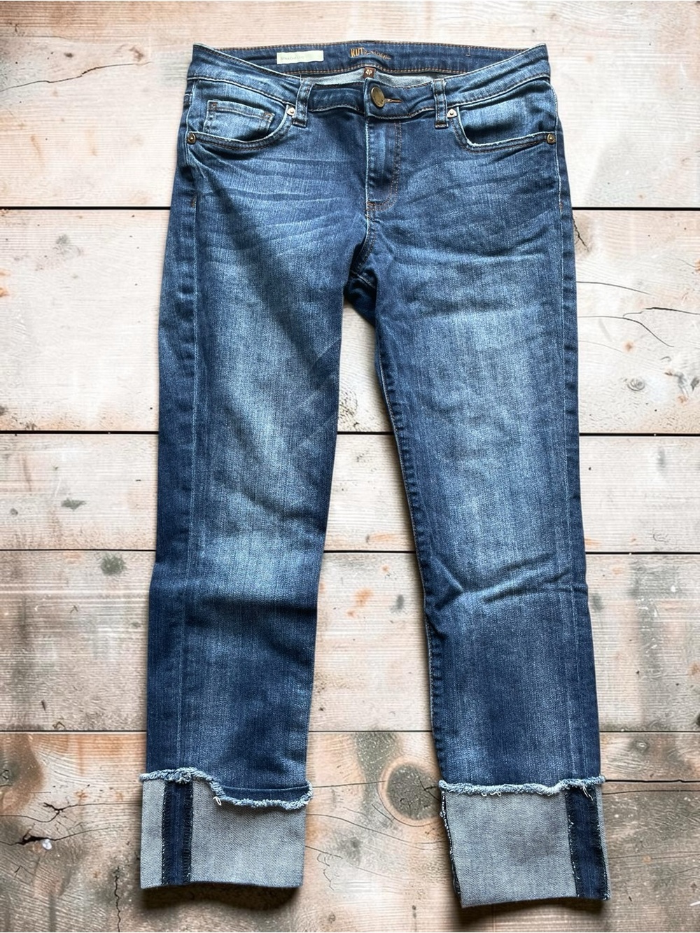 Kut from the Kloth Women’s Dark Blue Straight Leg Selvedge Blue Jeans Size 4-P